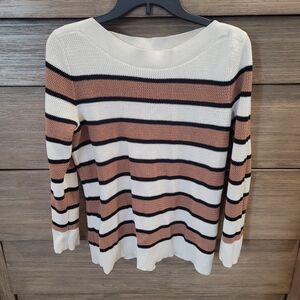 Striped Sweater with Wide Neck